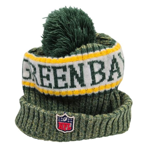 Green Bay Packers NFL Sport Cuffed Knit Hat New Era Pompom One Size - Picture 2 of 3